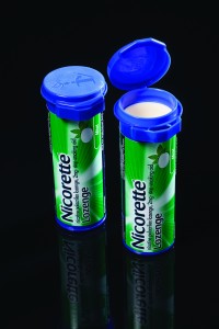 CSP Technologies Activ-Vial bottle for nicorette lozenges closeup